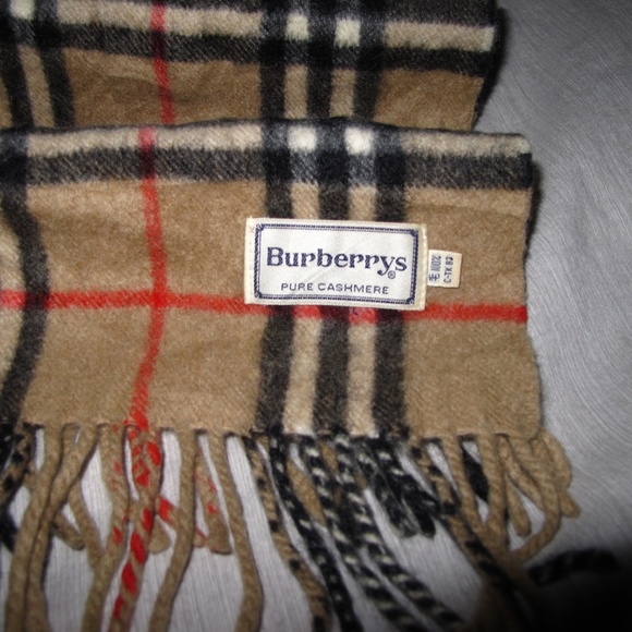 BURBERRYS Pure Cashmere Nova Plaid Scarf Tan Black Red Natural 12 x 53